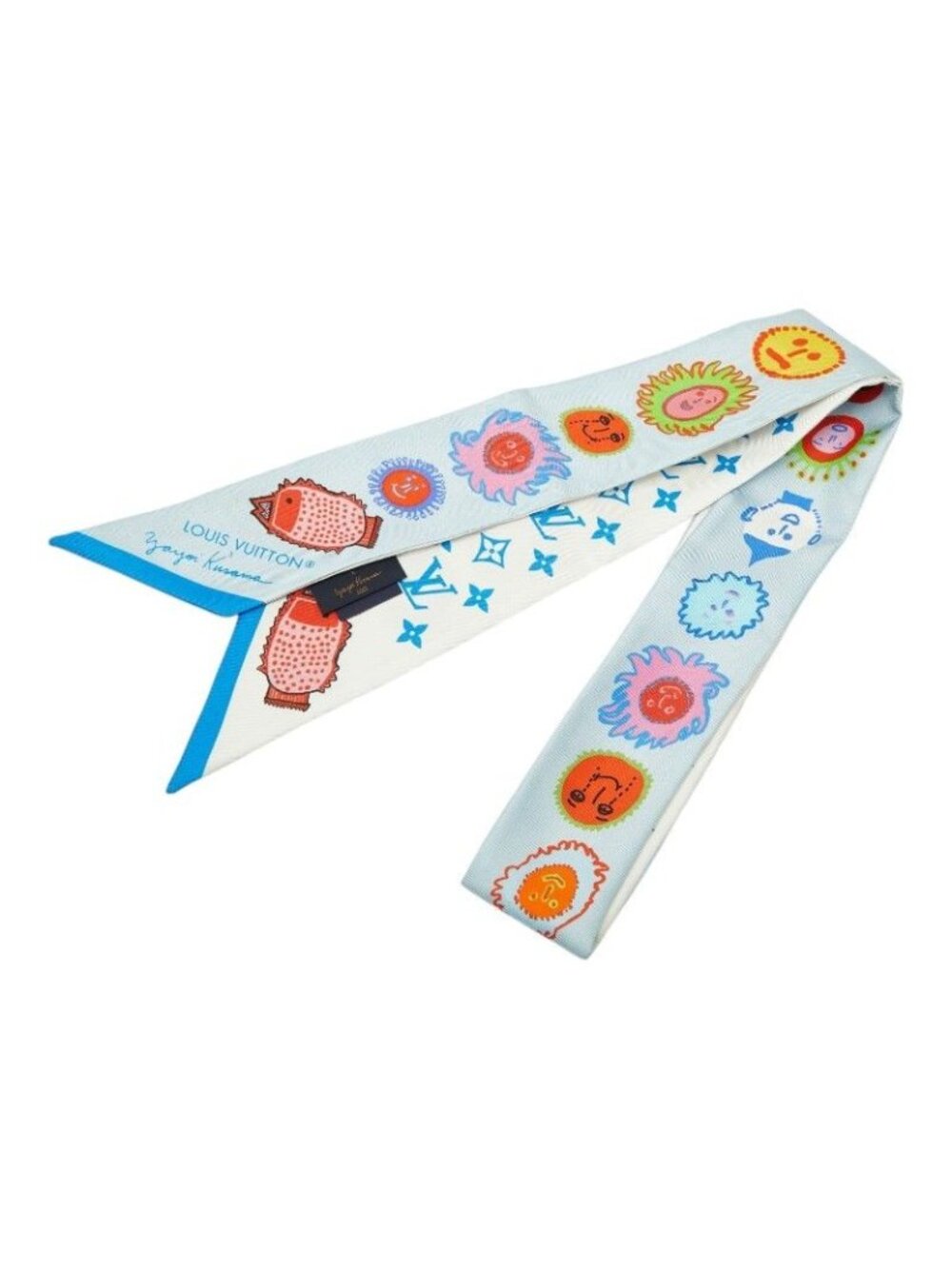 Louis Vuitton YK Yayoi Kusama Bandeau BB Face Scarf Blue Multicolor Silk